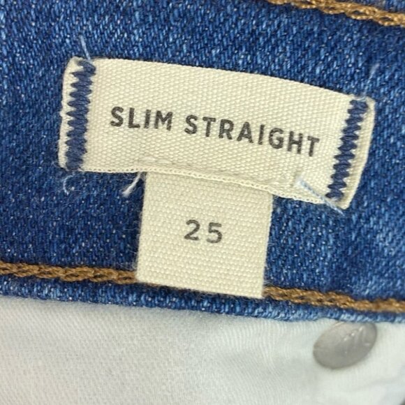 Madewell Button Front Slim Straight Distressed Jeans Size 25 J7214 Denim Jean - Picture 7 of 14